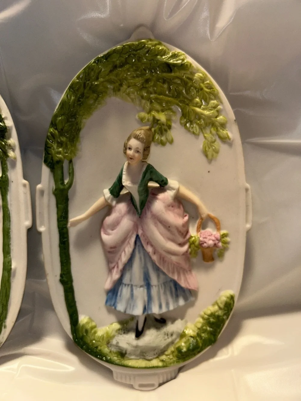 Ardico Porcelian Victorian Lady and Gentleman Wall plaques